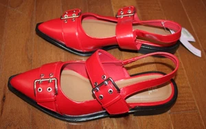 *NUEVO CON ETIQUETAS* Wild Fable Mujer Peyton Doble Hebilla Cordones Pisos Rojo Talla 8 - Imagen 1 de 4