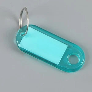 10pcs Crystal Clear Plastic Key Tag With Split Ring Label Double Sided Display* - Picture 1 of 17