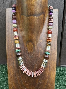Tommy & Rosita Singer T R Sterling Silver Purple Spiny Oyster Bead Necklace 20 - Picture 1 of 13