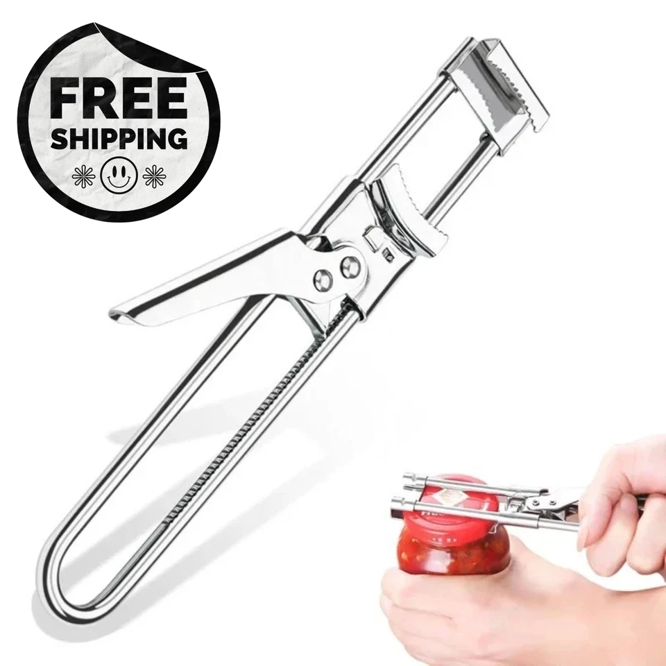 Abridor de latas de acero inoxidable multifuncional ajustable tapa de tarro pinza herramienta Foto 1 de 4