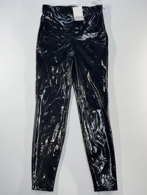 ZARA Women’s Medium Black Faux Patent Leather Leggings Shiny Vinyl High Rise NWT - Image 1 of 4