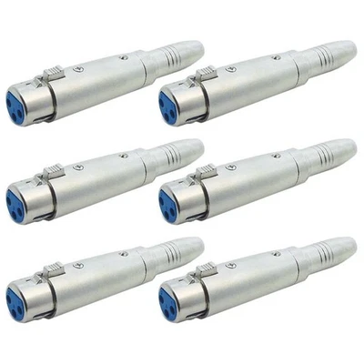 6 Pcs XLR 3-Pin Female to 6.35mm 1/4" Stereo Female Adapter Connector Converter - Image 1 of 3