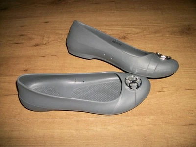 Crocs Shoes Sz 11 Gianna Medallion Gray Slip On Ballet Flats Silver Disc - Image 1 of 4