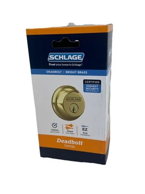 Schlage Bright Brass Zinc Double Cylinder Deadbolt B62N G 505 - Image 1 of 4