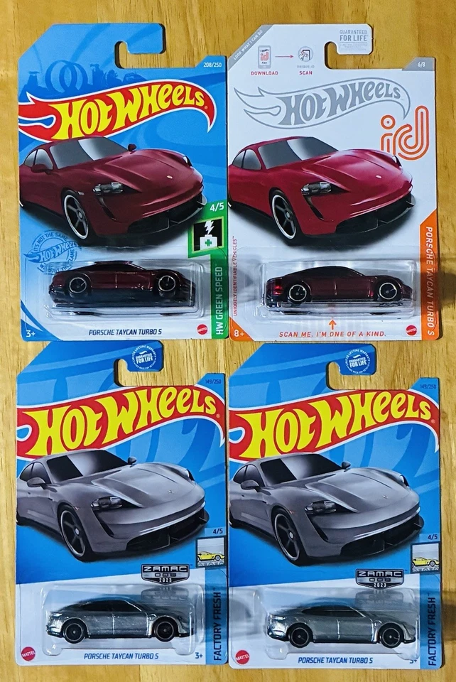 Hot Wheels Porsche Taycan Turbo S 2021 2022 lote de 4 iD Chase Zamac Foto 1 de 1