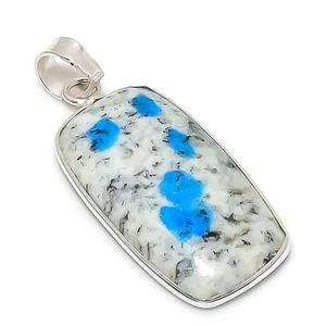 Colgante de joyería de plata esterlina maciza 925 piedras preciosas azurita azul K2 1,62" g759 - Imagen 1 de 2