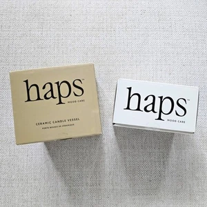 Haps Ceramic Vessel + Mood Care Drunk Text Scented Candle Refill 8.5 oz Votive - Picture 1 of 8