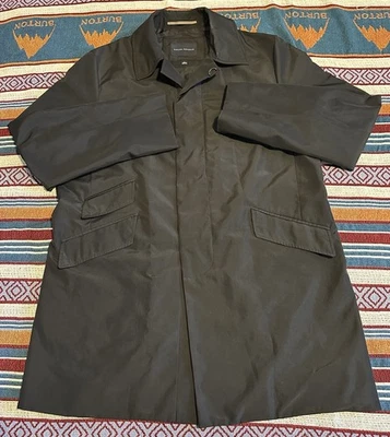 Banana Republic Hombres Lluvia Gabardina Chaqueta Negra Grande L Botón Bolsillos Hueco Foto 1 de 4