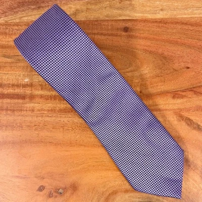 Мужской галстук Pierre Cardin тонкий фиолетовый с узором Micro Check 100% полиэстер - Изображение 1 из 4