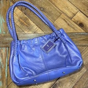 Bolso de hombro de cuero Paolo Masi con asas trenzadas púrpura periwinkle - Imagen 1 de 10