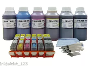 6 Refillable Cartridge for Canon PGI-225 CLI-226 PIXMA MG8220 ND® 6x250ml Gray - Picture 1 of 1