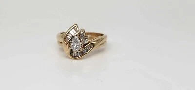 IMPRESIONANTE DIAMANTE NATURAL Anillo Diamante Forma Pera Natural Usado Talla 7 Foto 1 de 4