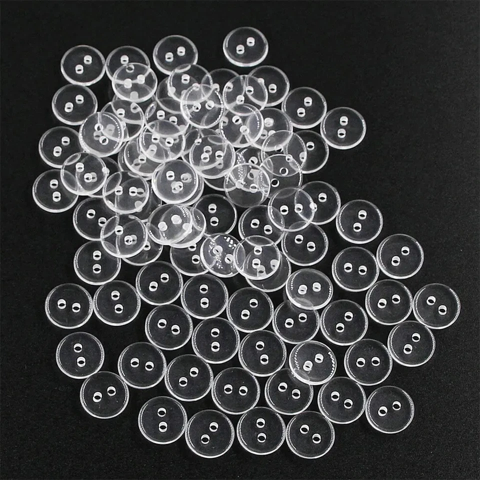 100 Pieces Clear Transparent Resin Round Buttons DIY Sewing Garment Accessories - Image 1 of 4