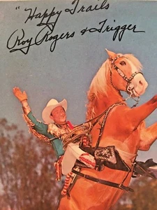 Estampado vaquero vintage de Roy Rogers & Trigger firmado - Imagen 1 de 6