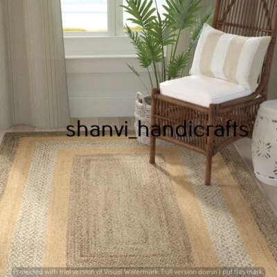 Bohemian Home Decor Rug Jute Rectangle Rug Beautiful Living Room Jute Area Rugs - Image 1 of 4
