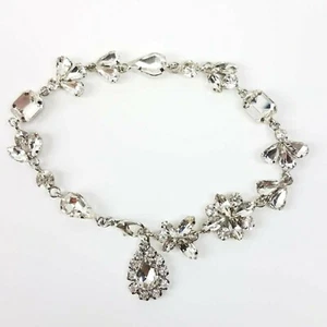 Hochzeit Armband und Anhänger Brautschmuck Set Kristall silberfarben Strass - Bild 1 von 5