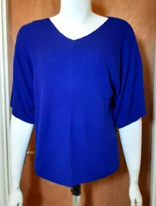 NUEVO Suéter Uniqlo Para Mujer Acanalado Dolman Cuello en V Manga 3/4, Azul - M - Imagen 1 de 4