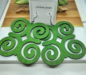 Holz Ohrringe rot Ohrringe grün Ohrringe gelb Ohrhänger Afrika - Bild 1 von 8