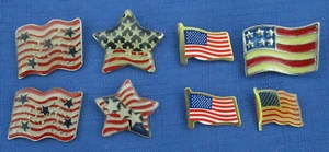Vintage Lot-8 Tie Tack Variety Patriotic Flag Pin Red White Blue Fashion Jewelry - Picture 1 of 15