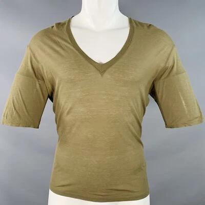 DSQUARED2 TALLA S Hawaiian Chill Verde Oliva Algodón Estampado Pico Camiseta - Imagen 1 de 4