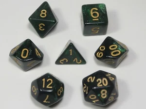 NEW RPG / D&D Dice Set of 7 - Galaxy Green - Picture 1 of 7