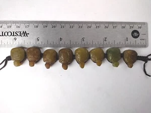 VINTAGE CHINESE TIBETAN CARVED 8 BEADS TURTLE BRACELET WRIST or ANKLE - Picture 1 of 8