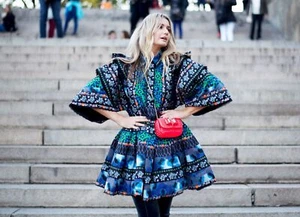 Kenzo H&M Blau Grün Muster Kleid Größe S - Picture 1 of 15
