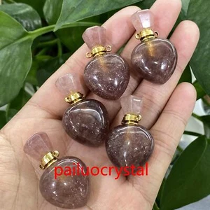 5pc Natural Strawberry Quartz Perfume Bottle Quartz Crystal Pendant Healing - Picture 1 of 12