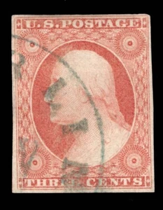 MOMEN: US STAMPS #11A GREEN CANCEL USED VF+ LOT #89913* - Picture 1 of 2