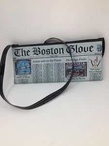 Boston Globe newspaper Crossbody Bag black trim 15.5"x 6.5" Vinyl - Picture 1 of 7