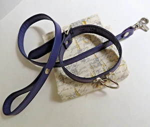 Leather Wrist Cuffs, Collar & Leash Set, Purple Leather Handcrafted USA SPECIAL - Picture 1 of 34