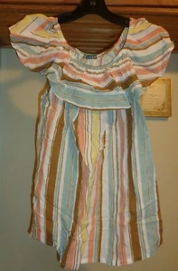 TARANTELA WHITE MULTI STRIPE RUFFLED VISCOSE TOP NWT SZ M 12/14/16 - Picture 1 of 10