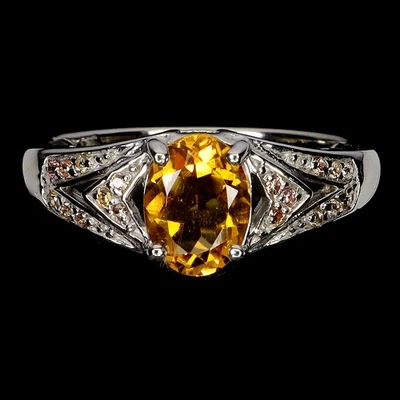 Anillo de plata de ley 925 ovalado citrino 8x6 mm zafiro piedras preciosas joyería tamaño 8 Foto 1 de 4