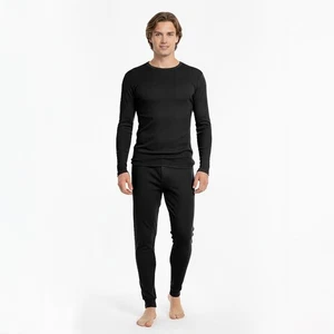 Herren Thermounterwäsche Set Hose Hemd Merino Wolle  Funktionswäsche schwarz L X - Bild 1 von 3