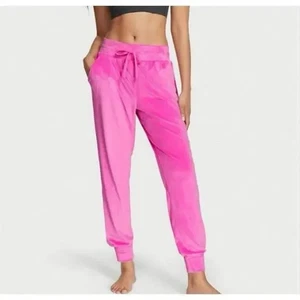 NWT Victoria’s Secret Electric Pink Sz XS Velour High Rise Jogger Sweatpant VS - Picture 1 of 5