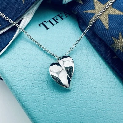 "Collar Tiffany & Co. Frank Gehry corazón plata esterlina 16"" con bolsa" Foto 1 de 4