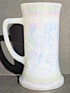 VTG Federal Milk Glass 3D Embossed  Iridescent Tankard  Mug  Beer Stein - Picture 1 of 9