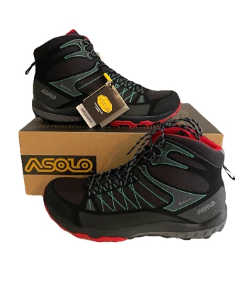 Asolo Grid Mid GV Men's Hiking Boots Gore-Tex Size 8.5 Vibram Black Red NIB - Image 1 of 4