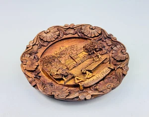Vintage Germany Souvenir Wood Feel Look Resin Plate 3D Landscape Landstuhl Pfalz - Picture 1 of 6