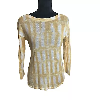 Chicos ladies sweater yellow linen rayon mixed fabric size 1 (8-10) - Image 1 of 4