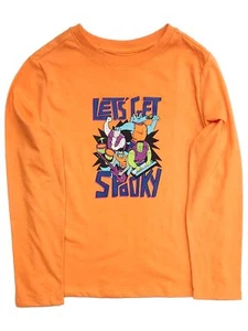 Boys Orange Lets Get Spooky Halloween Long Sleeved Tee T-Shirt - Picture 1 of 2