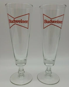 Set 2 bicchieri da birra Budweiser Anheuser-Busch a stelo alto stile Pilsner - Foto 1 di 4