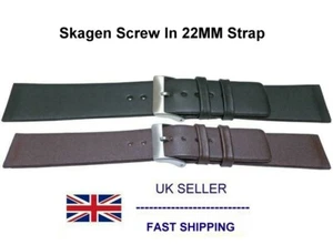 Leather Watch Strap Unstitched 22mm + Screws Fits Skagen 233XXLSLB - Picture 1 of 5