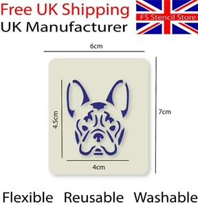 French Bulldog Crafting Drawing Face Painting Stencil 7cm x 6cm Reusable UK Shop - Picture 1 of 4