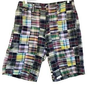 Red Snap Men's Size 32 Patchwork Cotton 5 Pocket Shorts Multi Color - Picture 1 of 6
