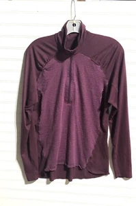 Patagonia 1/4 Zip Striped Purple Wool Blend Base Layer Womens XL - Picture 1 of 8