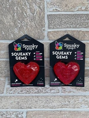 Spunky Pup Squeaky Gems, Crazy Bounce Red Heart 2 Pack - Image 1 of 4
