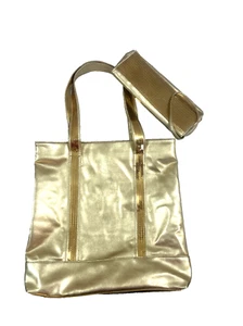 Gold Sequined Glam Tote Bag w/ Wallet McBling Cruise Resort Hollywood Feminine - Picture 1 of 16