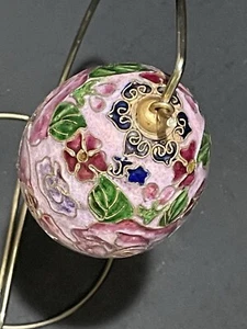 Cloisonné Egg Ornament Foral Pink Green Cobalt Blue Gold Red Vintage Gift - Picture 1 of 8