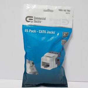 Commercial Electric CAT-6 Jack in White (25-Pack) 5016-25-WH - Afbeelding 1 van 7